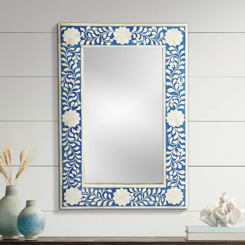 Image 1 Olivia Blue Bone Inlay 16" x 24" Wall Mirror