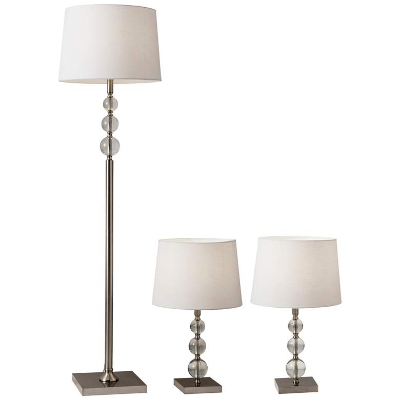 Image 1 Olivia Brushed Steel 3-Piece Floor and Table Lamp Set