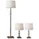 Olivia Brushed Steel 3-Piece Floor and Table Lamp Set