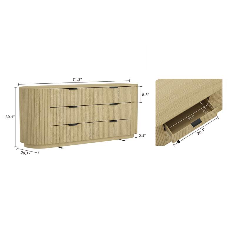 Image 3 Olivia Modern 71.3 Double Dresser with 6 Drawers in Natural Oak and Black more views