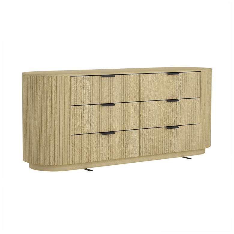Image 6 Olivia Modern 71.3 Double Dresser with 6 Drawers in Natural Oak and Black more views