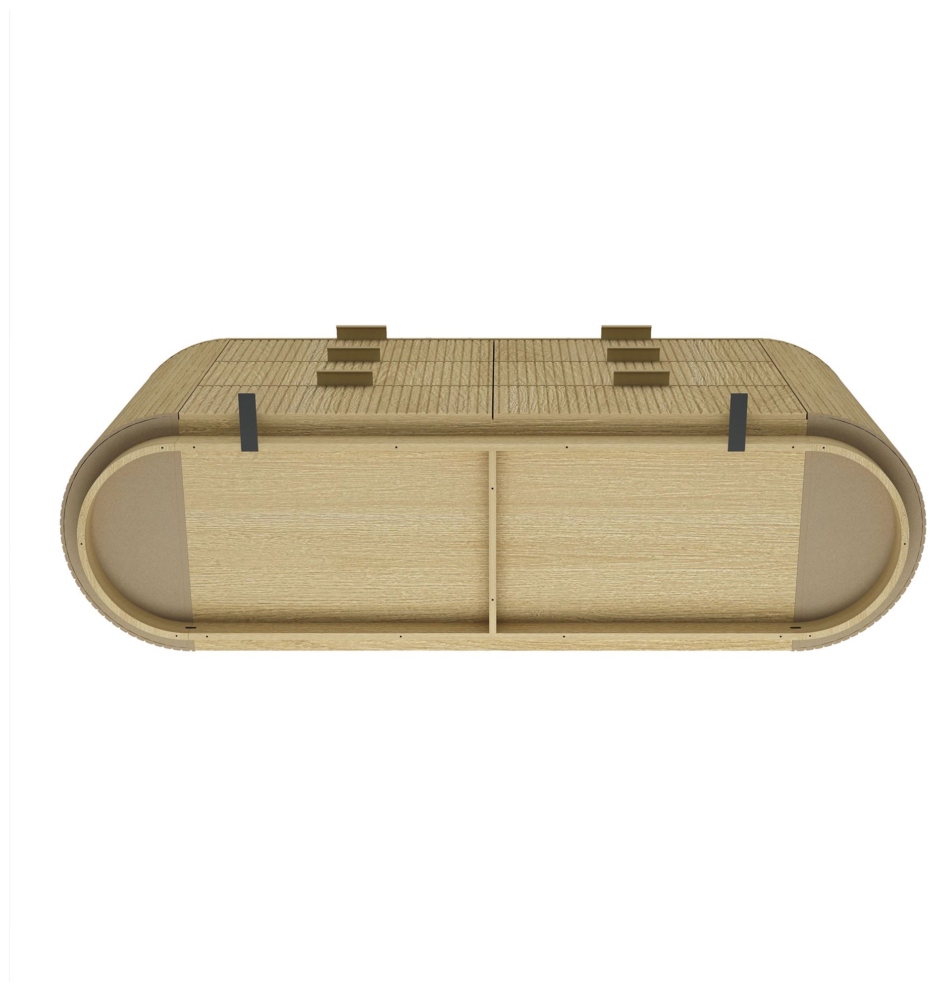 Olivia Modern 71.3 Double Dresser with 6 Drawers in Natural Oak and Gold