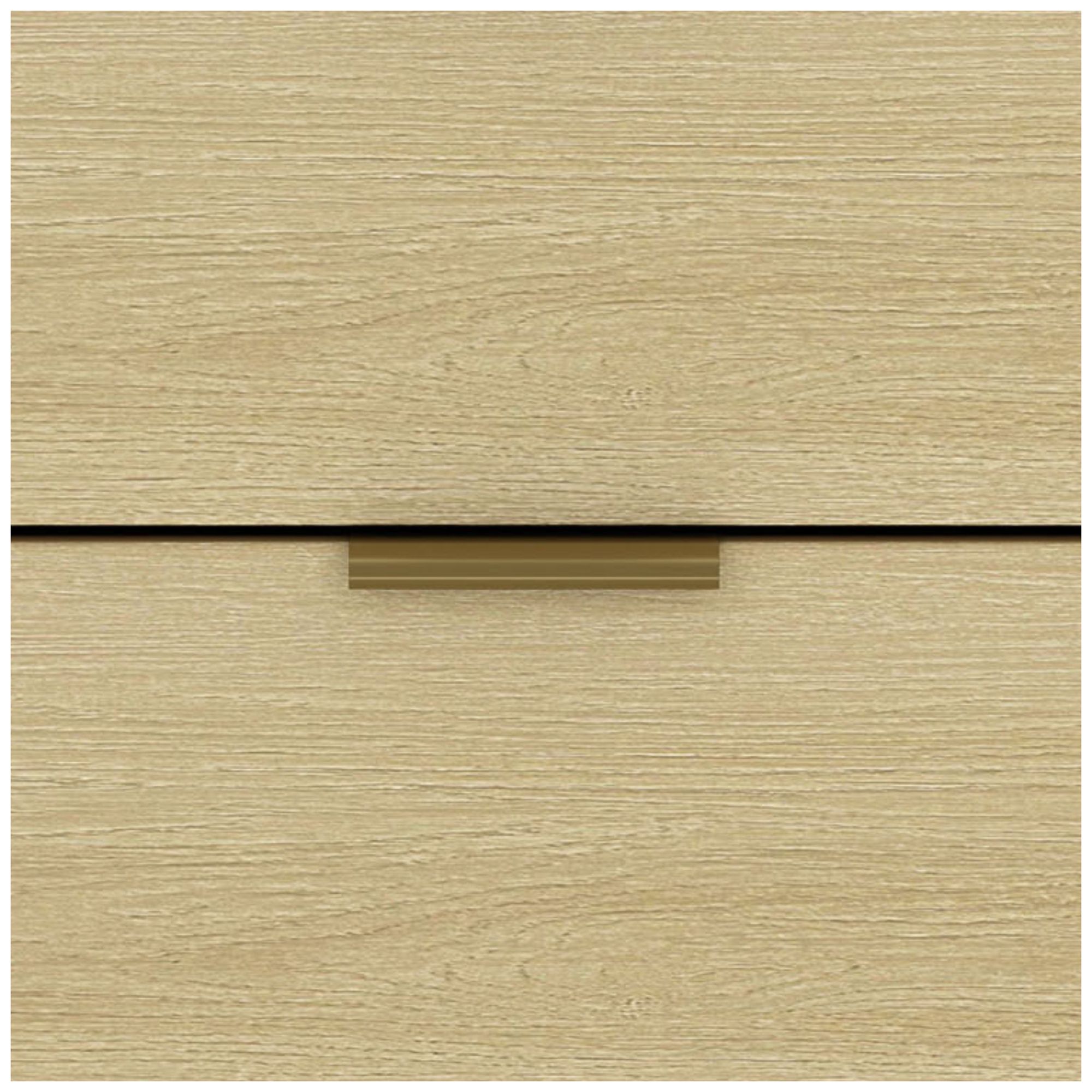 Olivia Modern 71.3 Double Dresser with 6 Drawers in Natural Oak and Gold