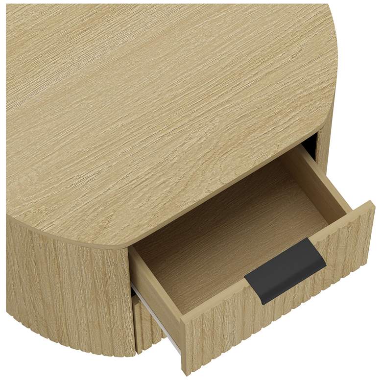 Image 5 Olivia Modern Nightstand with 2 Drawers in Natural Oak and Black more views