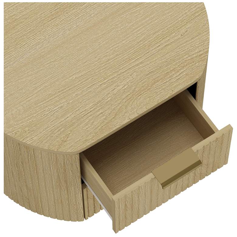 Image 5 Olivia Modern Nightstand with 2 Drawers in Natural Oak and Gold more views