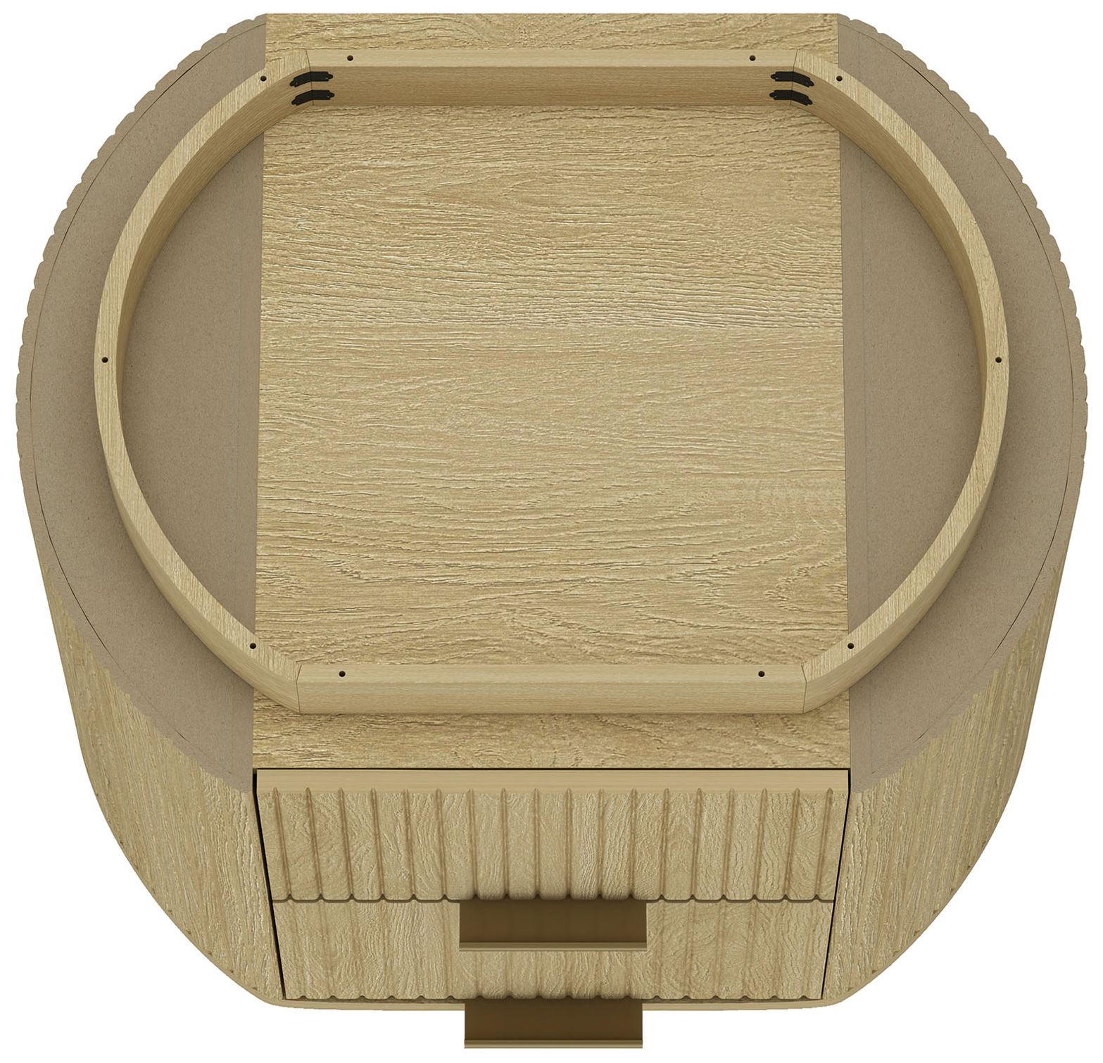 Olivia Modern Nightstand with 2 Drawers in Natural Oak and Gold