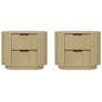 2_Olivia Modern Nightstand with 4 Drawers in Natural Oak and Black - Set of 2