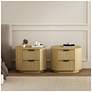 1_Olivia Modern Nightstand with 4 Drawers in Natural Oak and Black - Set of 2
