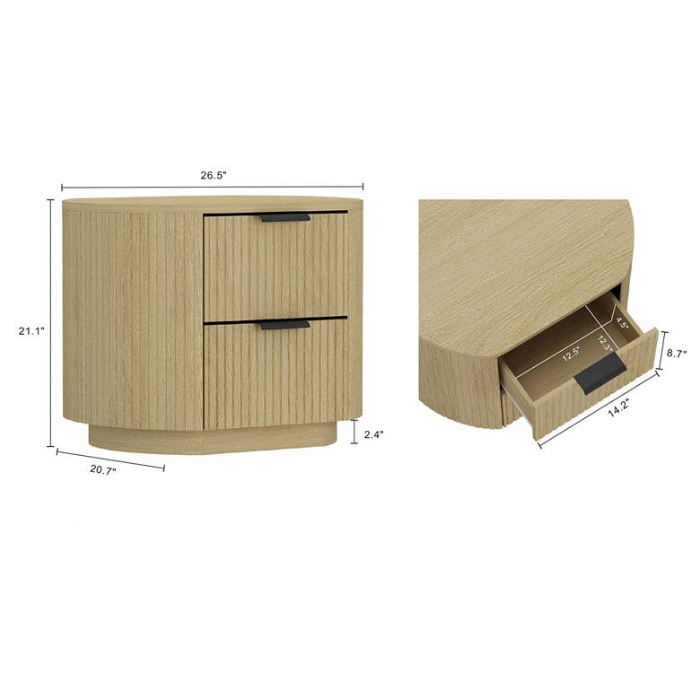 Image 3 Olivia Modern Nightstand with 4 Drawers in Natural Oak and Black - Set of 2 more views