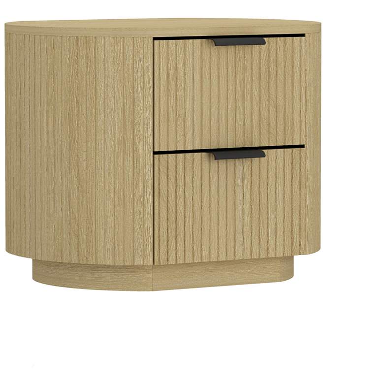 Image 6 Olivia Modern Nightstand with 4 Drawers in Natural Oak and Black - Set of 2 more views