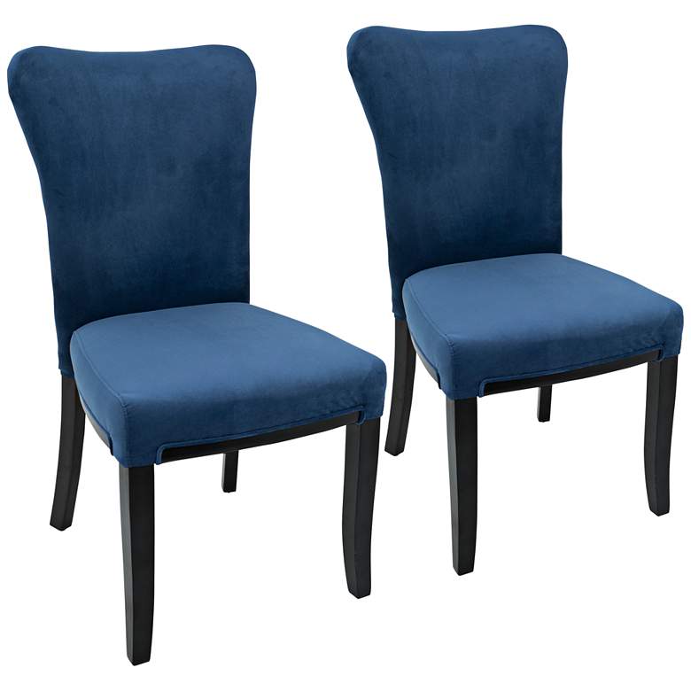 Image 1 Olivia Navy Blue Velvet Dining Chair Set of 2