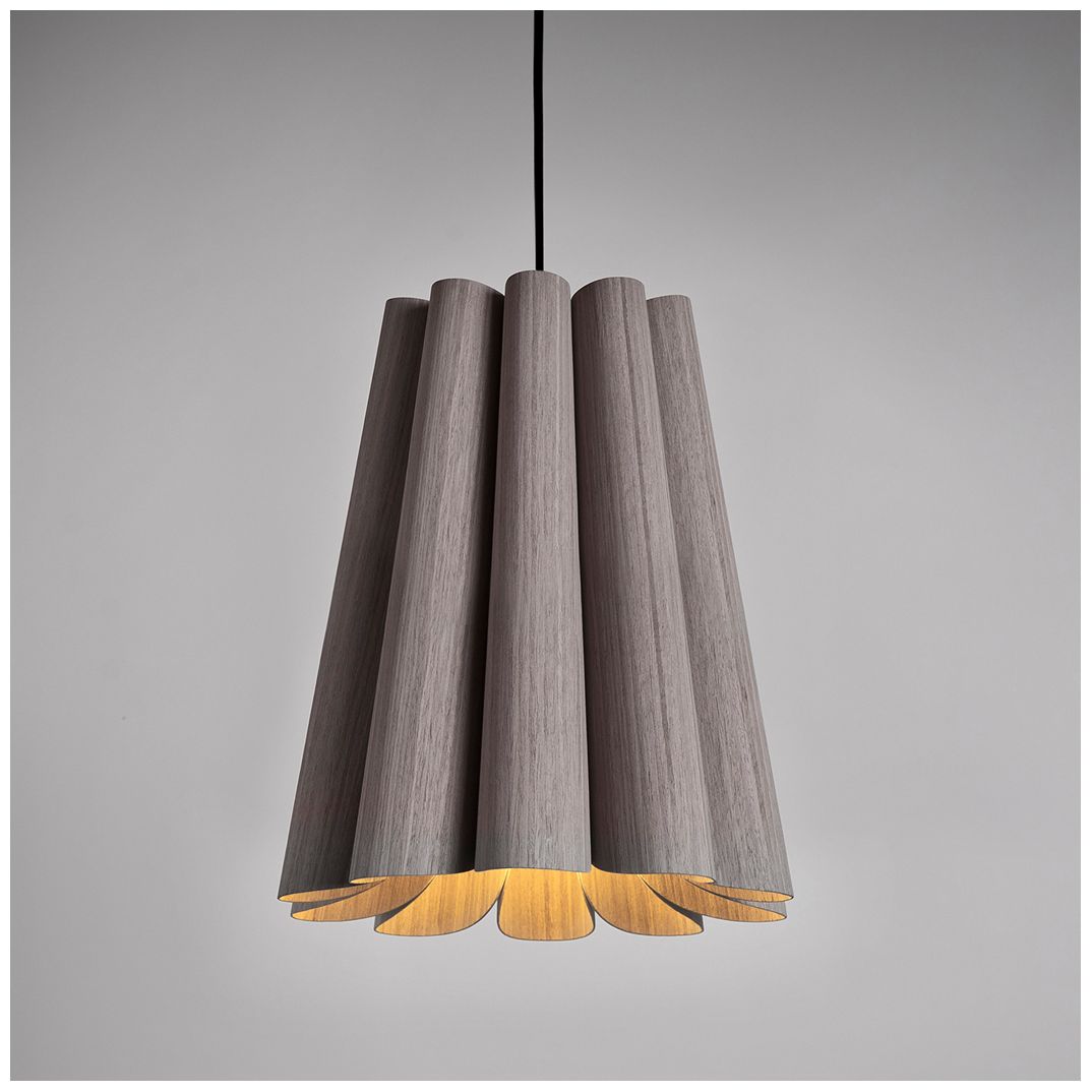 Olivia Pendant WEP Light Collection - Black Finish - Grey Oak Shade