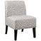 Ollano Gray and White Maze Fabric Armless Accent Chair