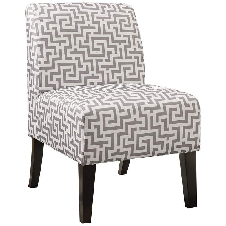 Image 1 Ollano Gray and White Maze Fabric Armless Accent Chair