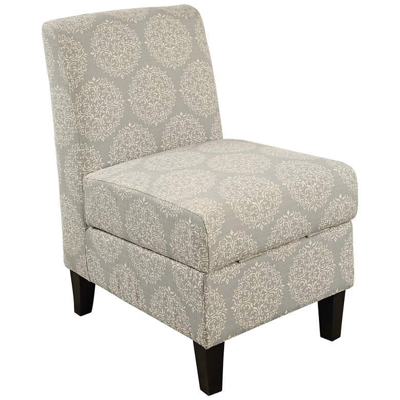Image 1 Ollano II Off-White Medallion Fabric Accent Chair w/ Storage
