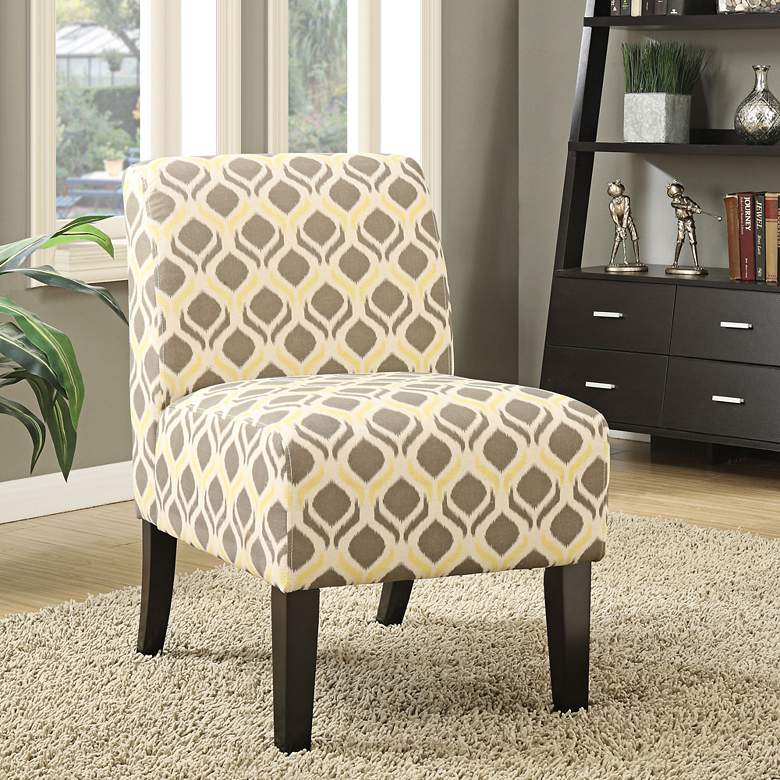 Image 1 Ollano Yellow and Gray Fabric Armless Accent Chair