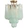 Ollie 14 1/4" Wide Aged Brass and Green Glass Ceiling Light