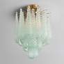1_Ollie 14 1/4" Wide Aged Brass and Green Glass Ceiling Light