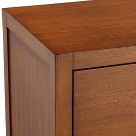 Image4 of Ollie 32" Wide Brushed Teak 3-Drawer Cabinet with Crystal Handles more views