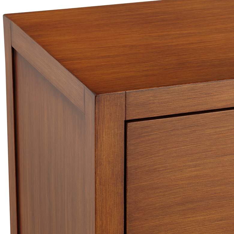 Image 4 Ollie 32 inch Wide Brushed Teak 3-Drawer Cabinet with Crystal Handles more views