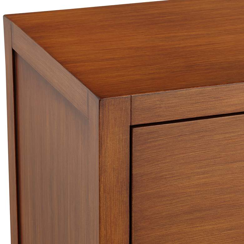 Image 4 Ollie 32" Wide Brushed Teak 3-Drawer Cabinet with Crystal Handles more views