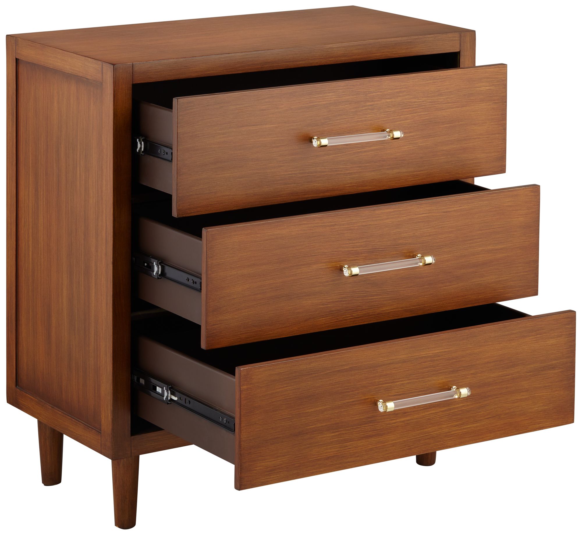 Image 7 Ollie 32" Wide Brushed Teak 3-Drawer Cabinets Set of 2 more views