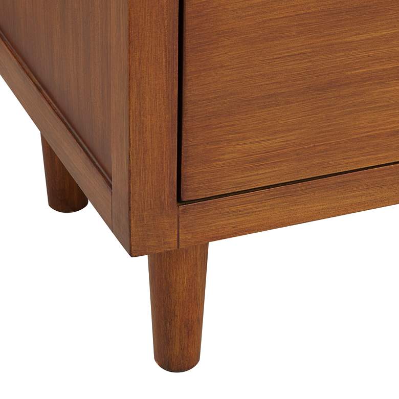 Ollie 32&quot; Wide Teak 3-Drawer Modern Cabinet with Crystal Handles more views
