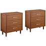Thumbnail2 of Ollie 32" Wide Brushed Teak 3-Drawer Cabinets Set of 2