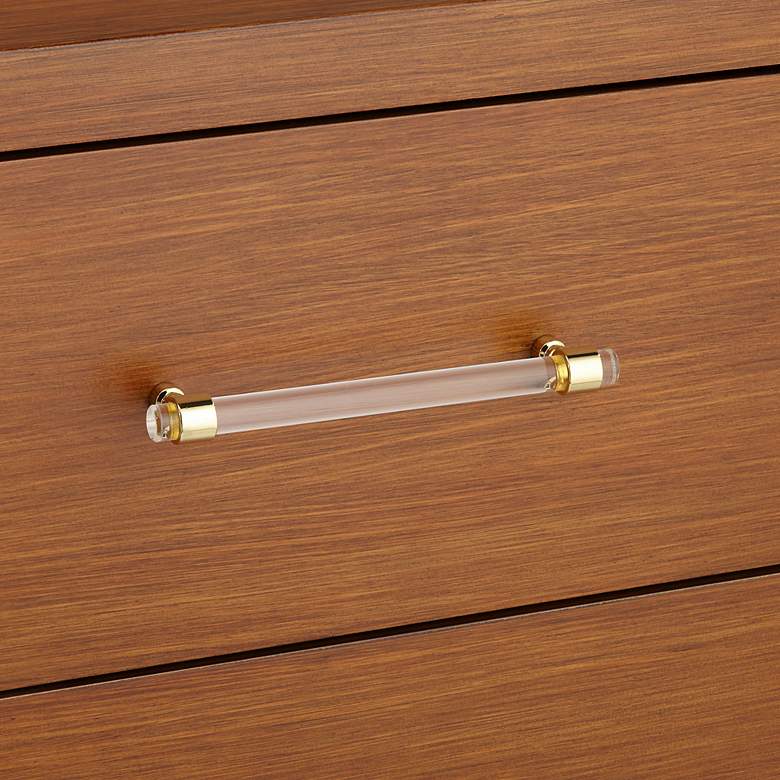 Image 4 Ollie 32" Wide Brushed Teak 3-Drawer Cabinets Set of 2 more views