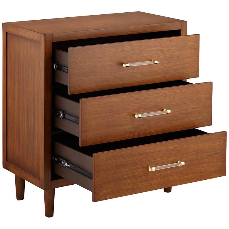 Image 7 Ollie 32" Wide Brushed Teak 3-Drawer Cabinets Set of 2 more views