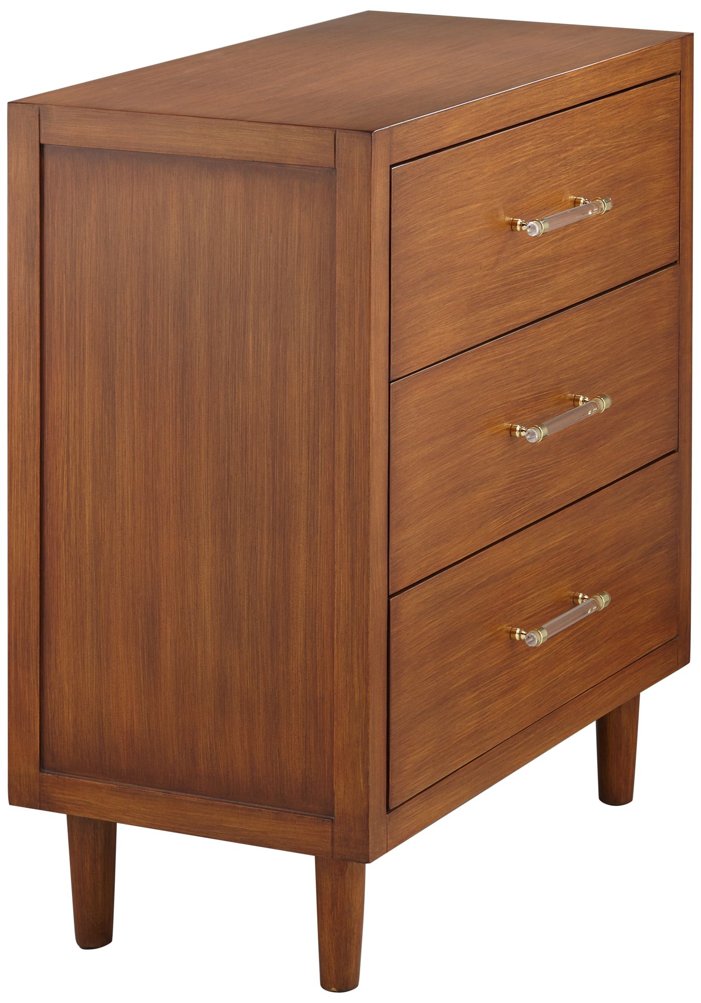Ollie 32" Wide Brushed Teak 3-Drawer Cabinets Set of 2 in scene