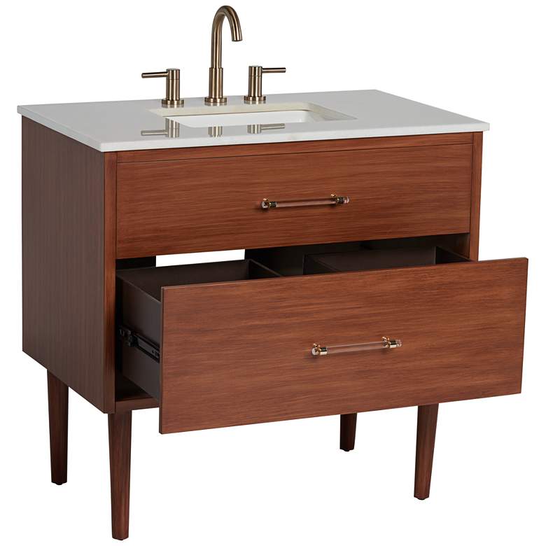 Image 7 Ollie 36 inch Wide Teak Wood 1-Drawer Single Vanity more views