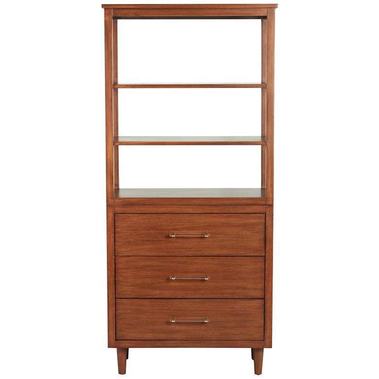 Image 7 Ollie 72 inch High Teak 3-Drawer and 3-Shelf Modern Bookshelf more views