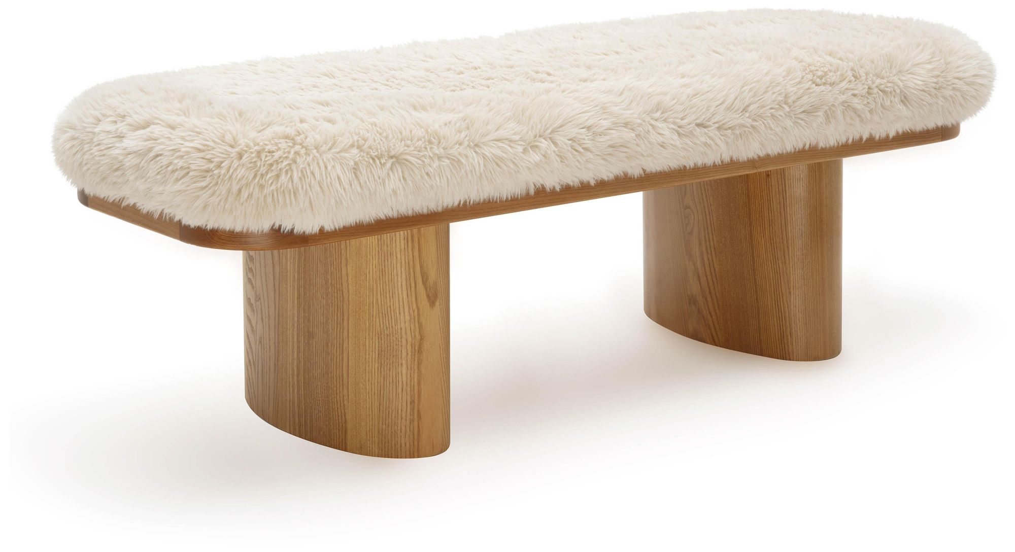 Image 3 Ollie Natural Straight Vegan Shearling Bench more views