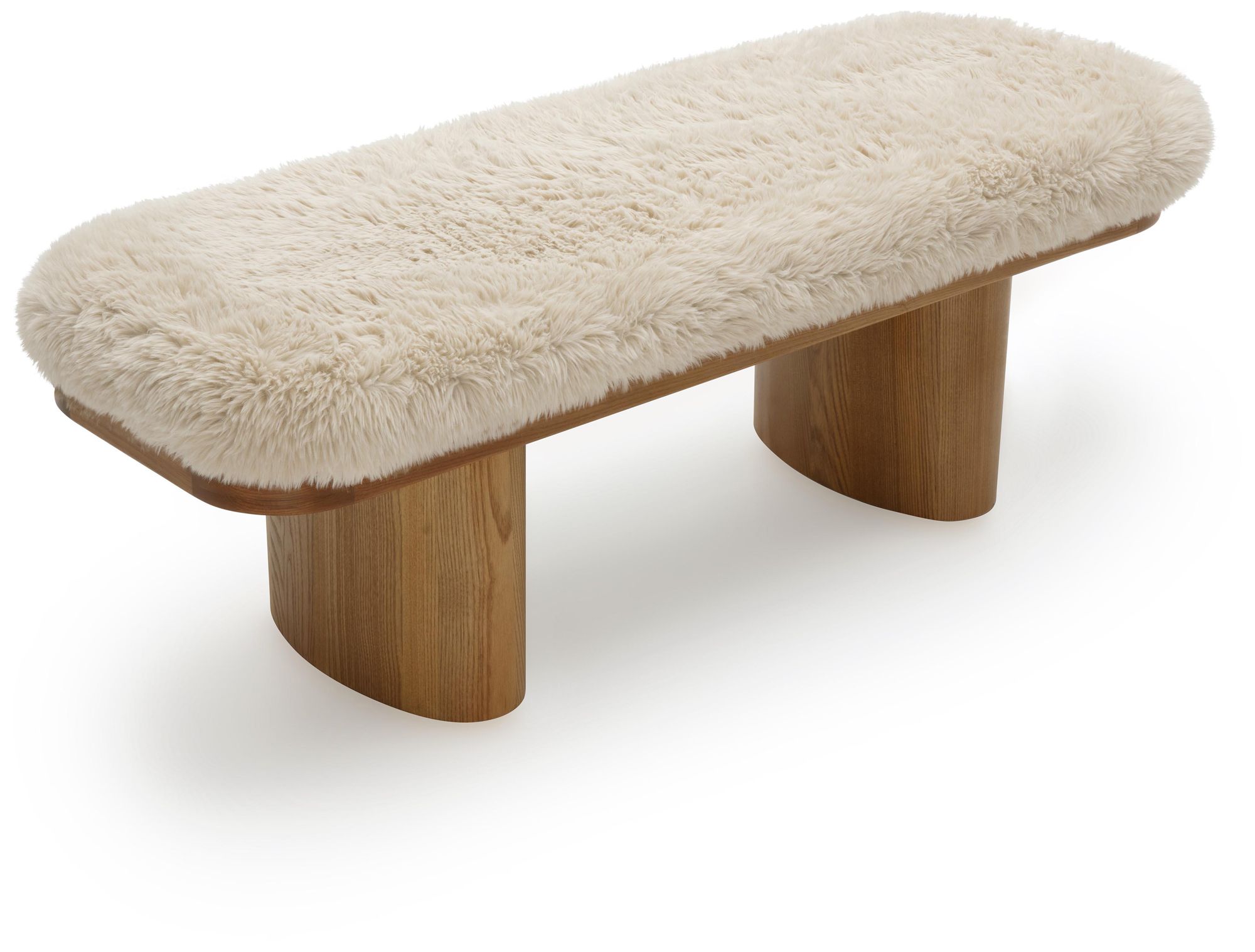Image 4 Ollie Natural Straight Vegan Shearling Bench more views