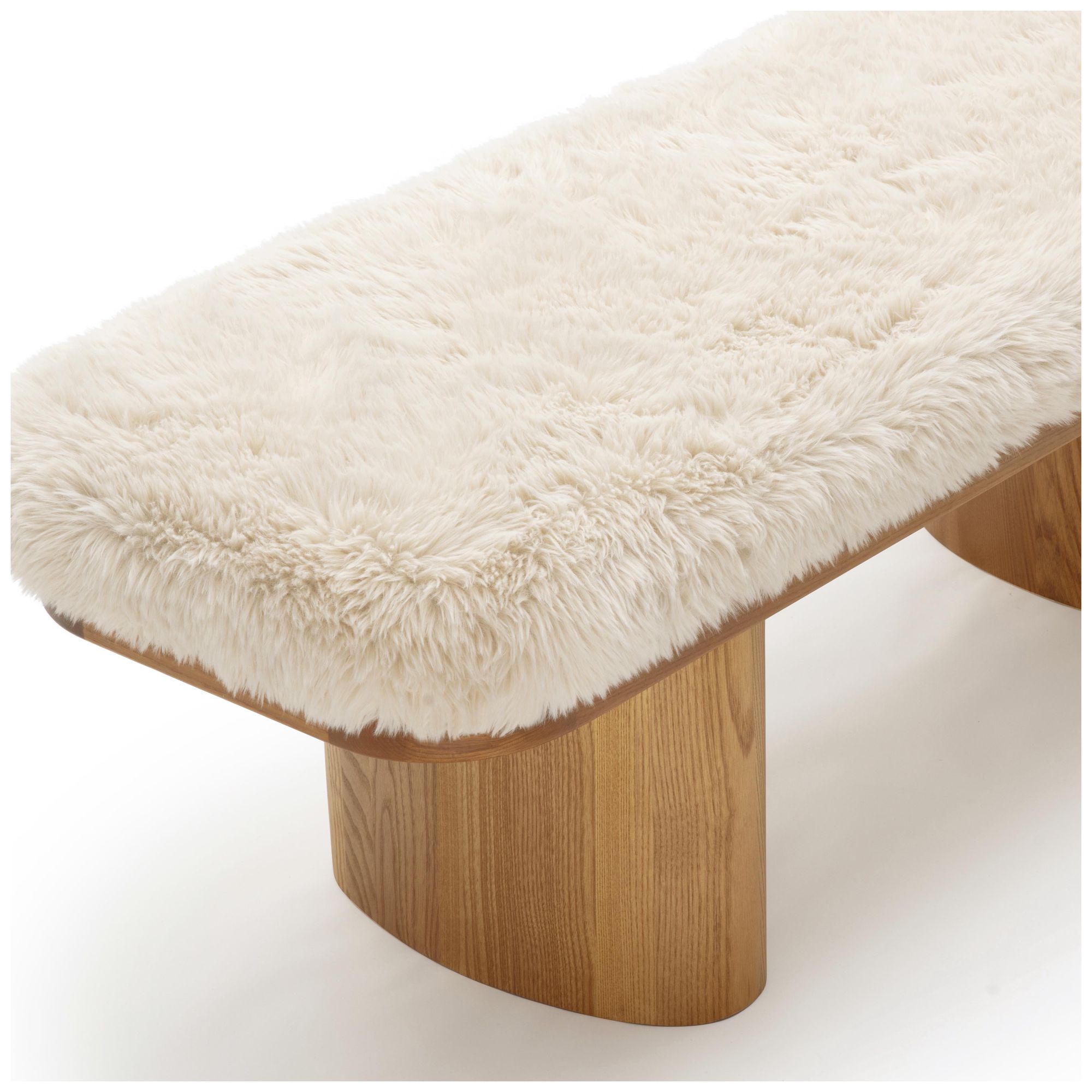 Image 5 Ollie Natural Straight Vegan Shearling Bench more views