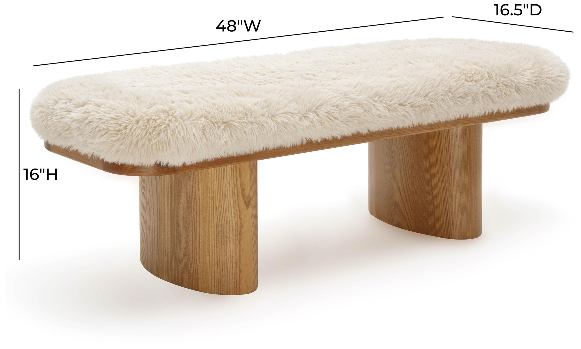 Image 6 Ollie Natural Straight Vegan Shearling Bench more views