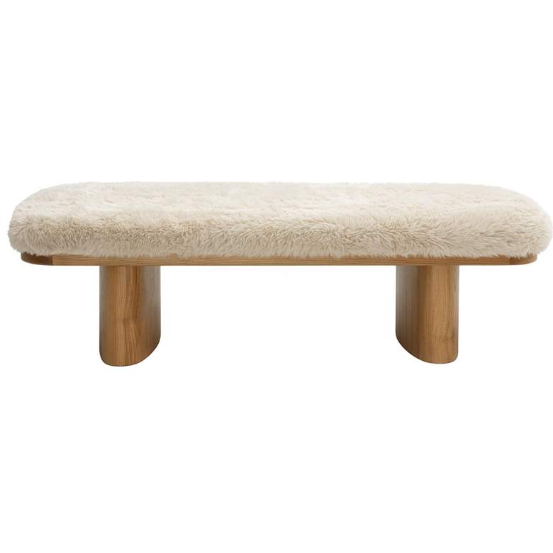 Image 1 Ollie Natural Straight Vegan Shearling Large Bench