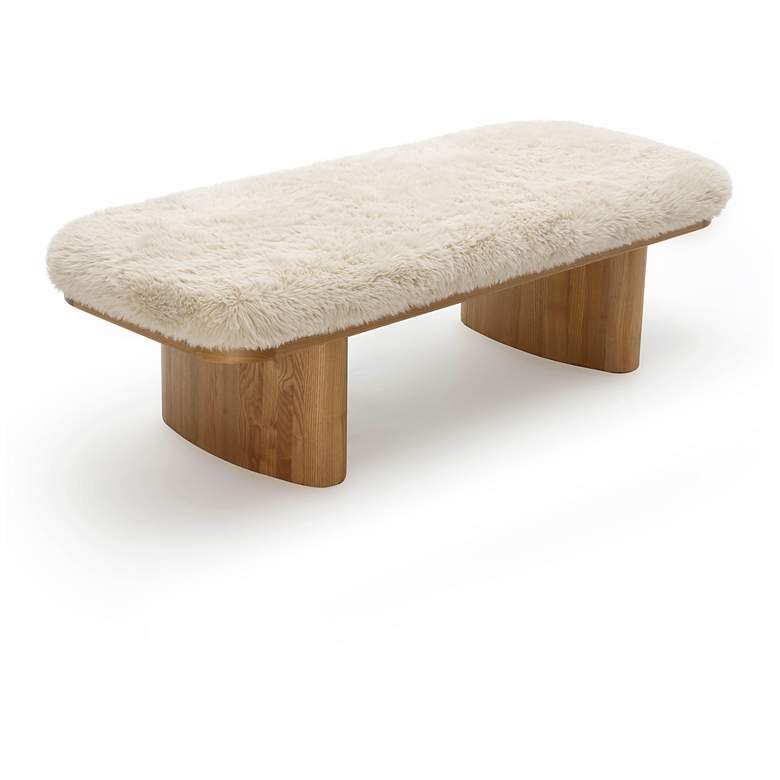 Image 3 Ollie Natural Straight Vegan Shearling Large Bench more views