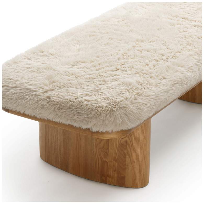 Image 4 Ollie Natural Straight Vegan Shearling Large Bench more views