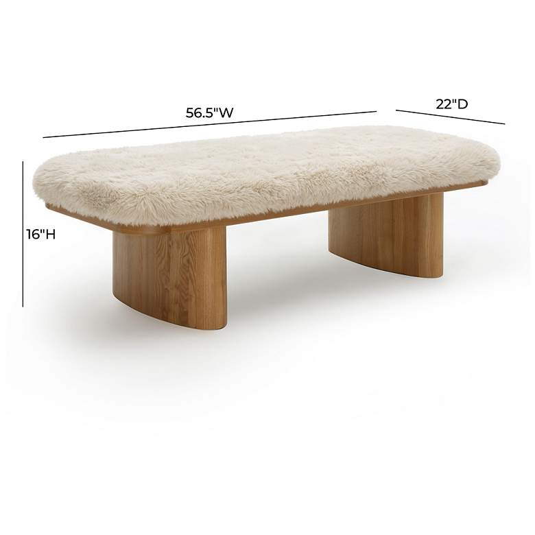 Image 5 Ollie Natural Straight Vegan Shearling Large Bench more views