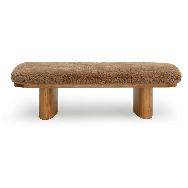 Image 3 Ollie Taupe Straight Vegan Shearling Large Bench more views