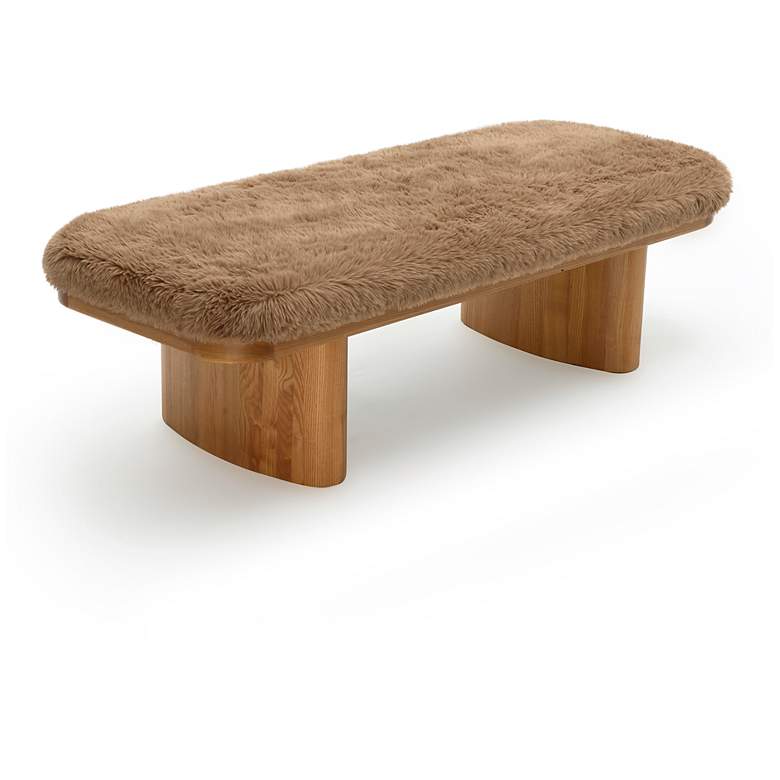 Image 4 Ollie Taupe Straight Vegan Shearling Large Bench more views