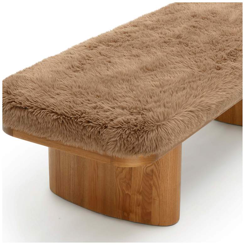 Image 5 Ollie Taupe Straight Vegan Shearling Large Bench more views