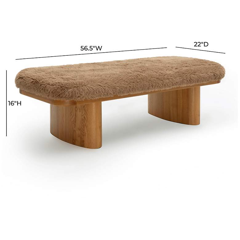 Image 6 Ollie Taupe Straight Vegan Shearling Large Bench more views