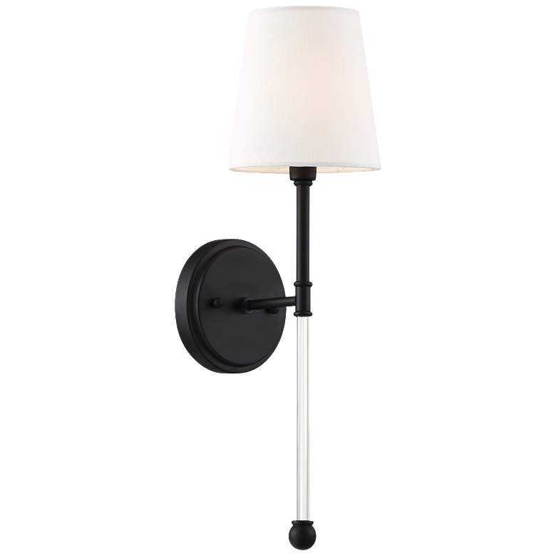 Image 1 Olmstead; 1 Light; Wall Sconce; Aged Bronze Finish with White Linen Shade