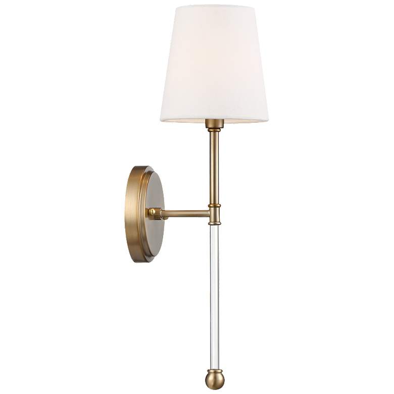 Image 1 Olmstead; 1 Light; Wall Sconce; Burnished Brass Finish w/ White Linen