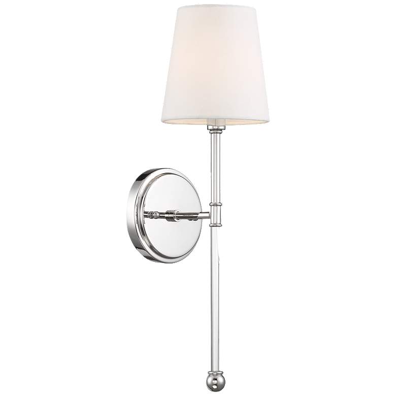 Image 1 Olmstead; 1 Light; Wall Sconce; Polished Nickel Finish w/ White Linen