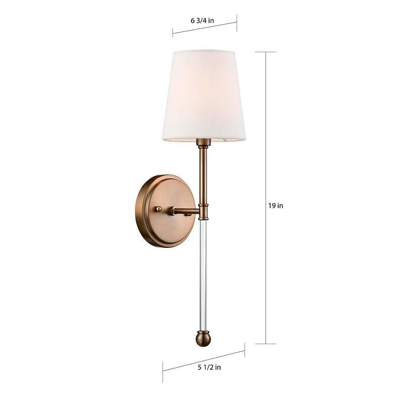Image 6 Olmstead 19" High Burnished Brass Wall Sconce more views