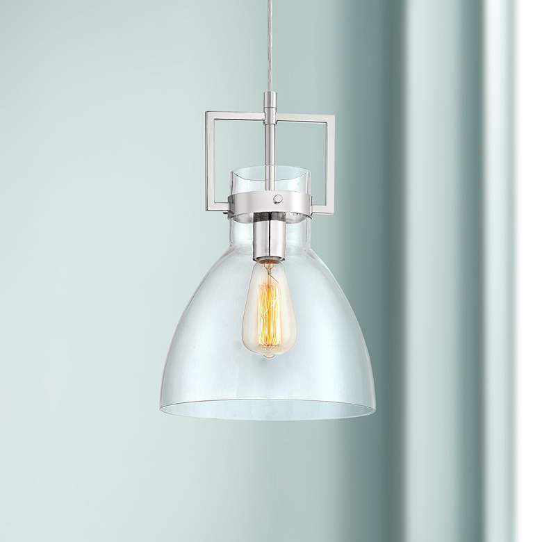 Image 1 Olney 10 inch Wide Polished Nickel and Glass Mini Pendant Light